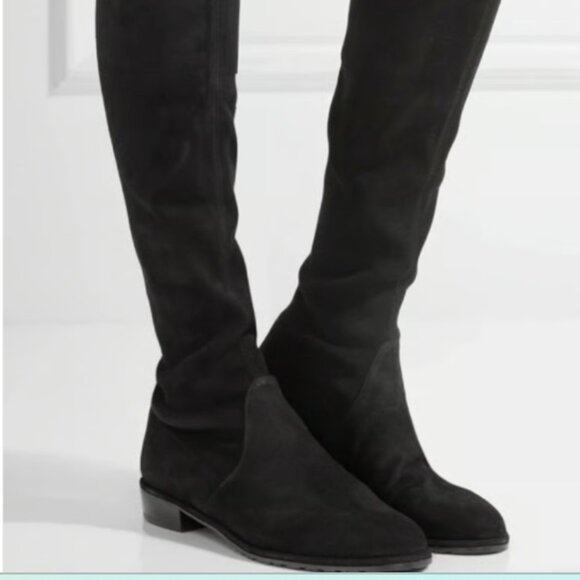 Stuart Weitzman Lowland Black Suede Over the Knee Boots 6M - Picture 4 of 13